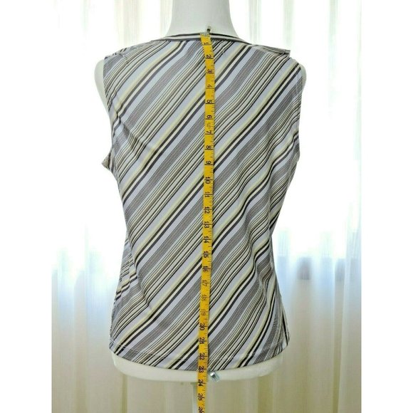 Nine & Co Sleeveless Top V-neck Ruffle Purple/Grey Diagonal Stripes Size L - Picture 6 of 10